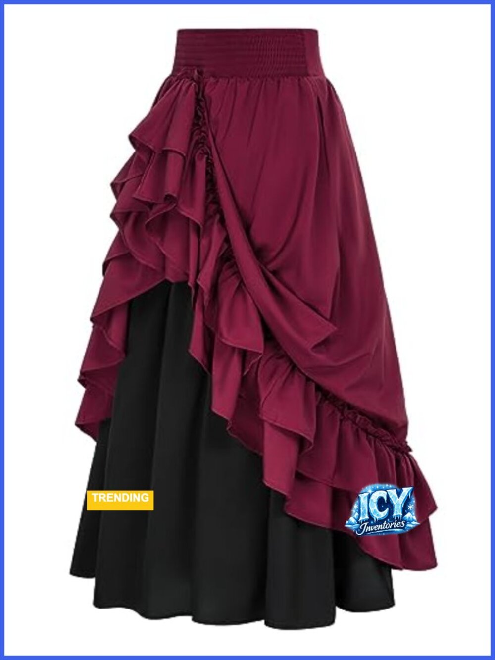 Victorian Gothic Maxi Skirt Renaissance Flowy Women's Full Skirt with Bustle
